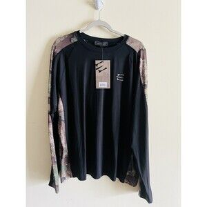 Men's Element Outdoors Lightweight Comp Long Hunting Layer Top L Camo Black NWT‎